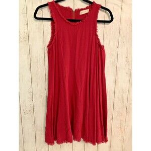 Altar'd State Womens XS Red Sleeveless Fringe Hem Dress Valentine's Day Heart